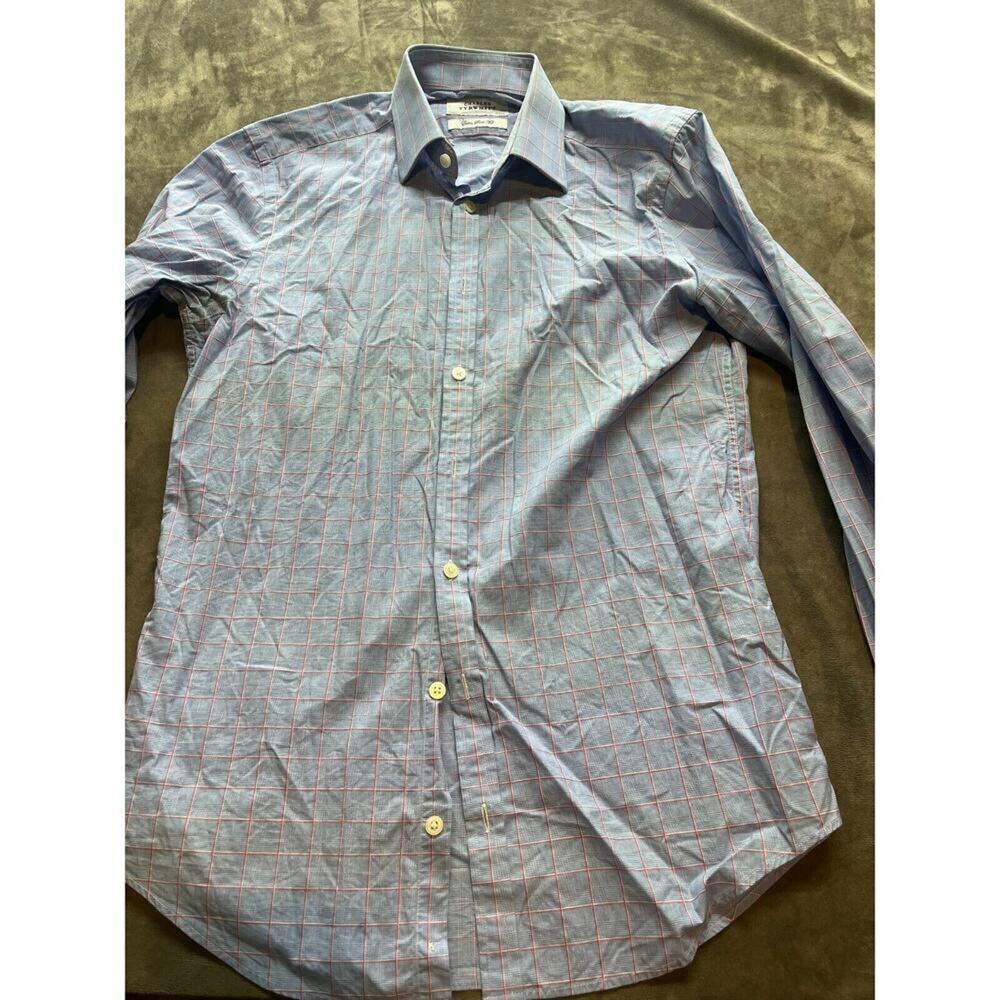 Charles Tyrwhitt Men's Extra Slim Fit Shirt Plaid Blue Size 15-33‎ in